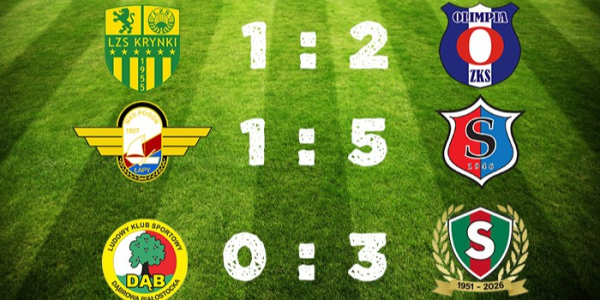 Zwyciestwo Sokoła i porażki Krynek oraz Dębu.