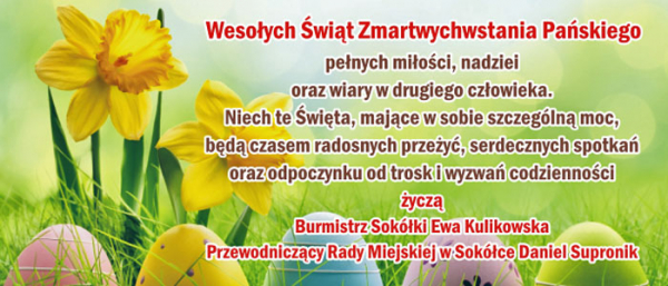 Życzenia od Burmistrz Sokółki i Przewodniczącego Rady Miejskiej w Sokółce