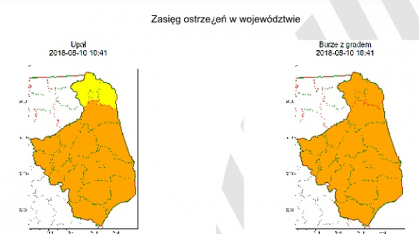 Ostrzeżenie meteo: Burze z gradem i upał [Mapa zagrożenia]