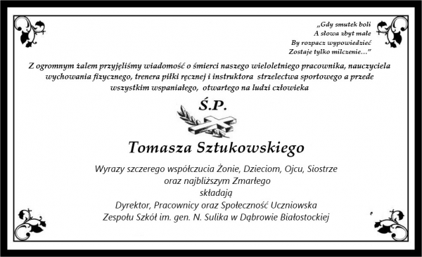 Wyrazy głębokiego wsp&oacute;łczucia