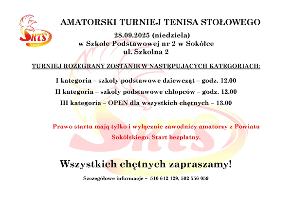 Tenis stołowy dla każdego &ndash; turniej amator&oacute;w w Sok&oacute;łce