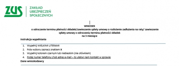 Jest już nowy uproszczony wniosek o odroczenie składek