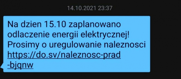 Dostałeś SMS o odłączeniu prądu? Uważaj to może być oszustwo!